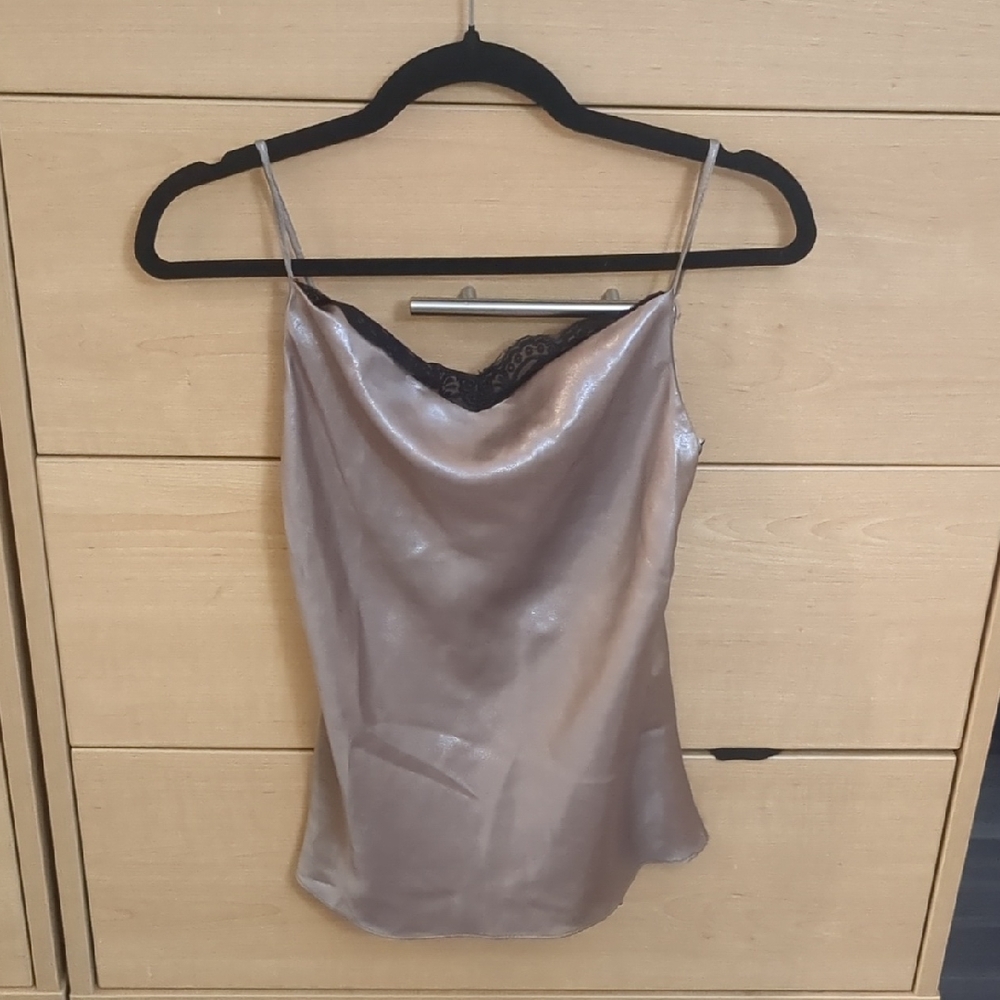 Zara Satin Camisole in Shimmering Taupe